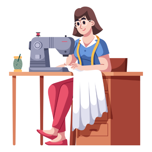 image de mamy poule qui fait de la couture